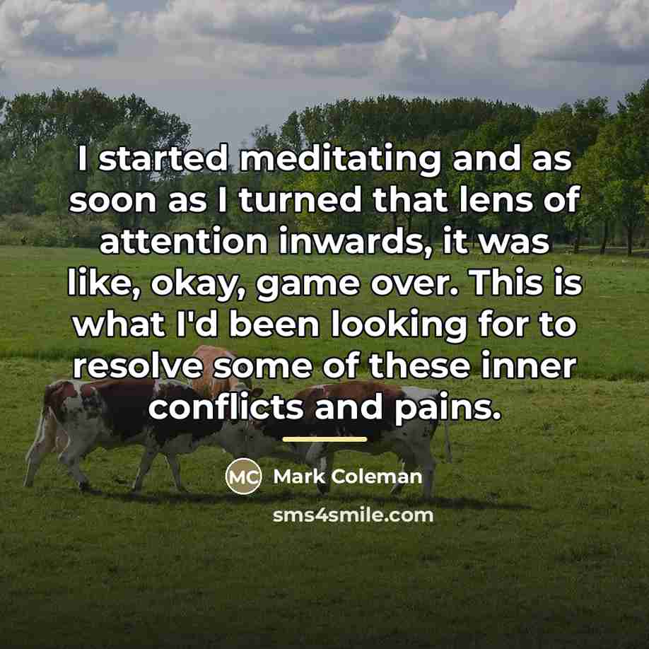 “I started meditating and as soon as I turned that…” quote by Mark Coleman