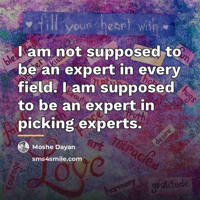 “I am not supposed to be an expert in every…” quote by Moshe Dayan
