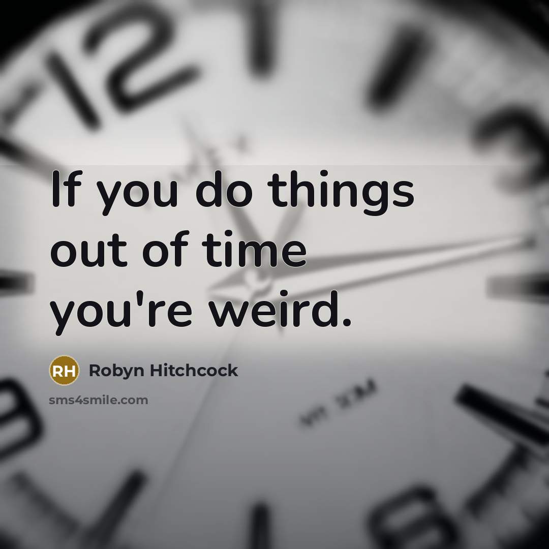 “If you do things out of time you're weird.” quote by Robyn Hitchcock