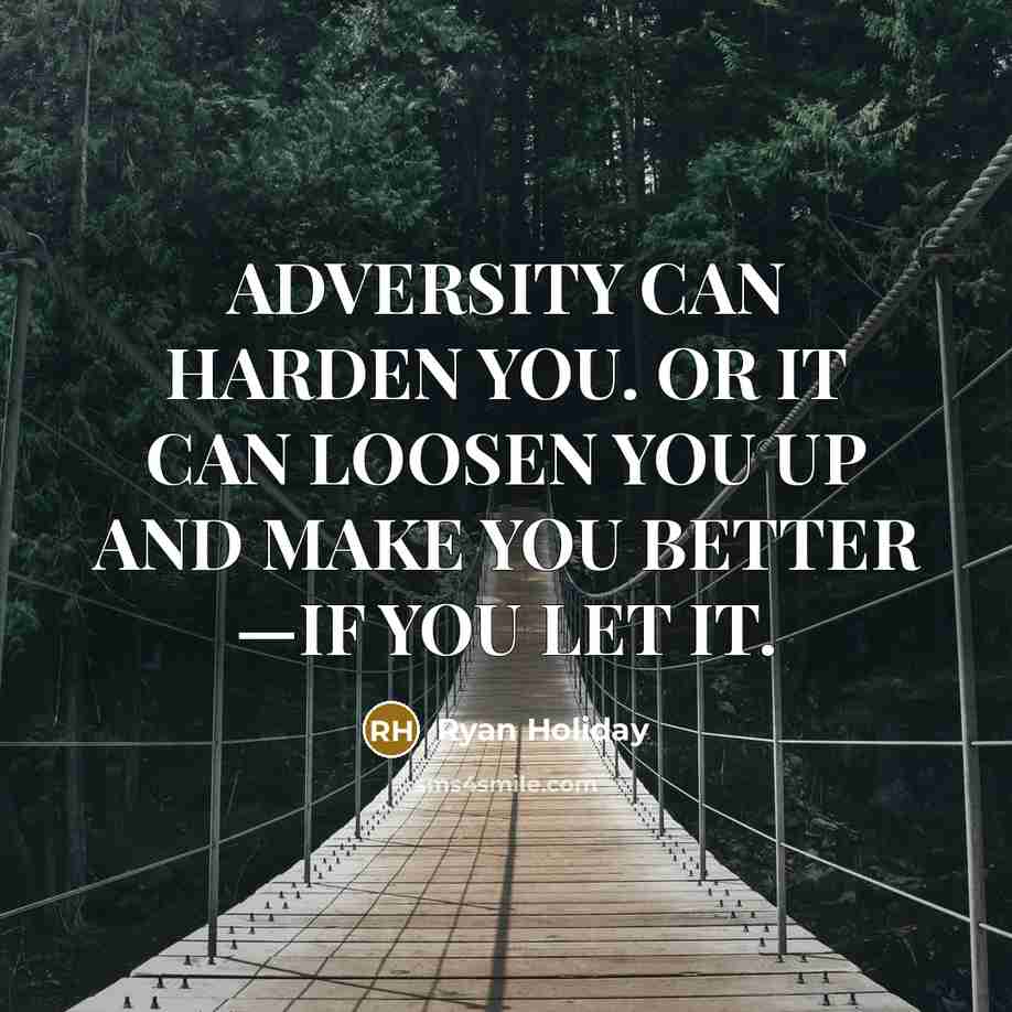 “ADVERSITY CAN HARDEN YOU. OR IT CAN LOOSEN YOU UP…” quote by Ryan Holiday