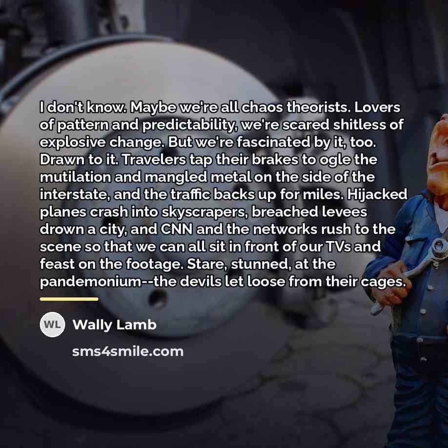 “I don't know. Maybe we're all chaos theorists. Lovers of…” quote by Wally Lamb