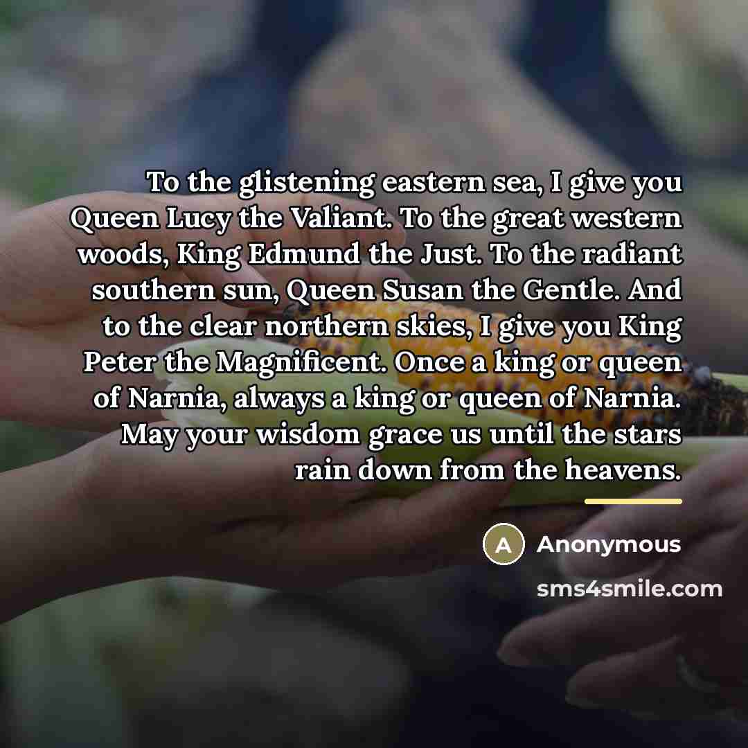“To the glistening eastern sea, I give you Queen Lucy…” quote by Anonymous