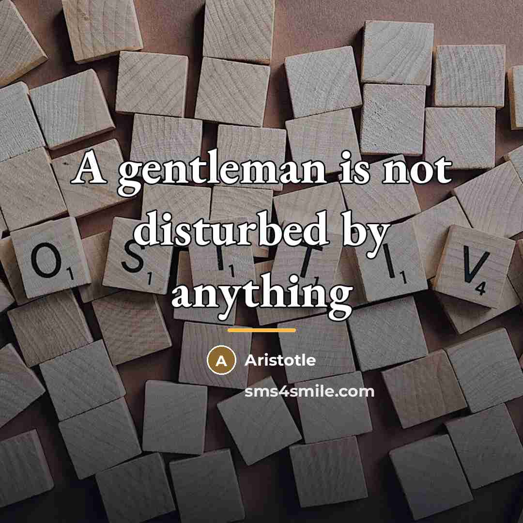 “A gentleman is not disturbed by anything…” quote by Aristotle