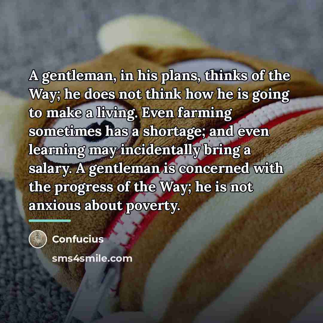 “A gentleman, in his plans, thinks of the Way; he…” quote by Confucius