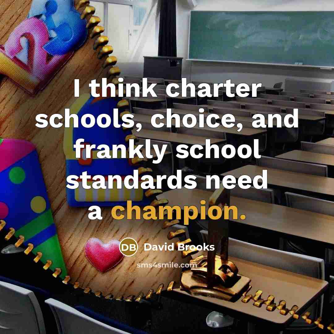 “I think charter schools, choice, and frankly school standards need…” quote by David Brooks