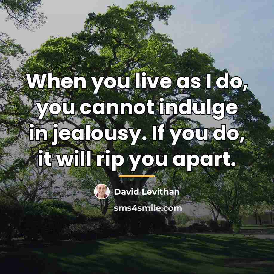 “When you live as I do, you cannot indulge in…” quote by David Levithan