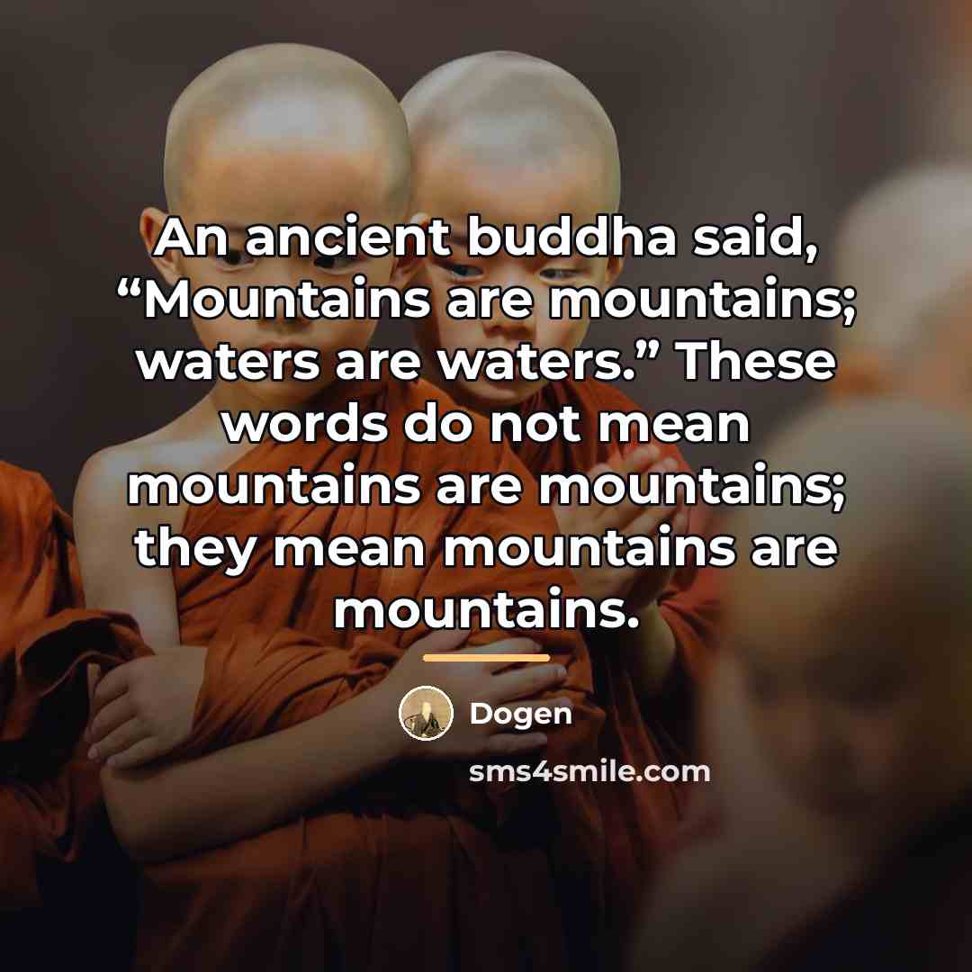 “An ancient buddha said, “Mountains are mountains; waters are waters.”…” quote by Dogen
