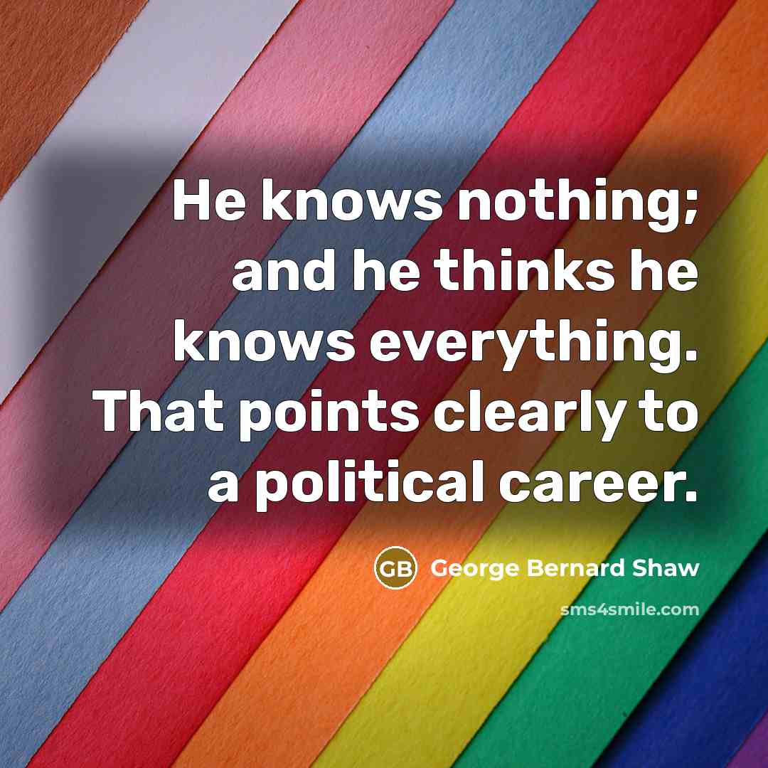 “He knows nothing; and he thinks he knows everything. That…” quote by George Bernard Shaw