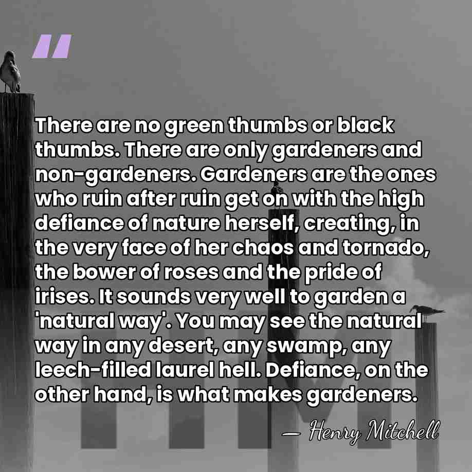 There are no green thumbs or black thumbs. There are only gardeners&hellip; - Henry Mitchell