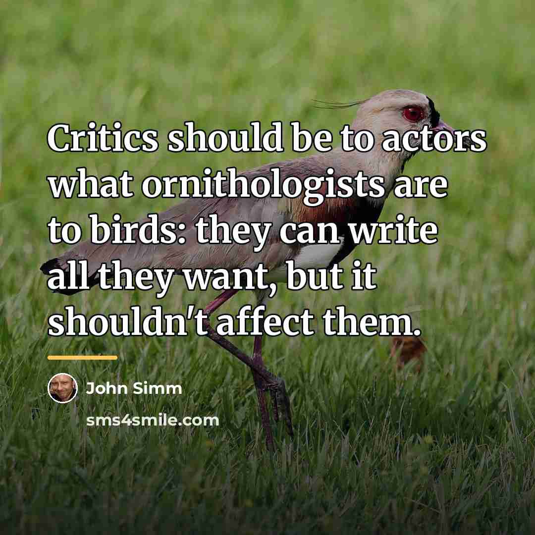 “Critics should be to actors what ornithologists are to birds:…” quote by John Simm