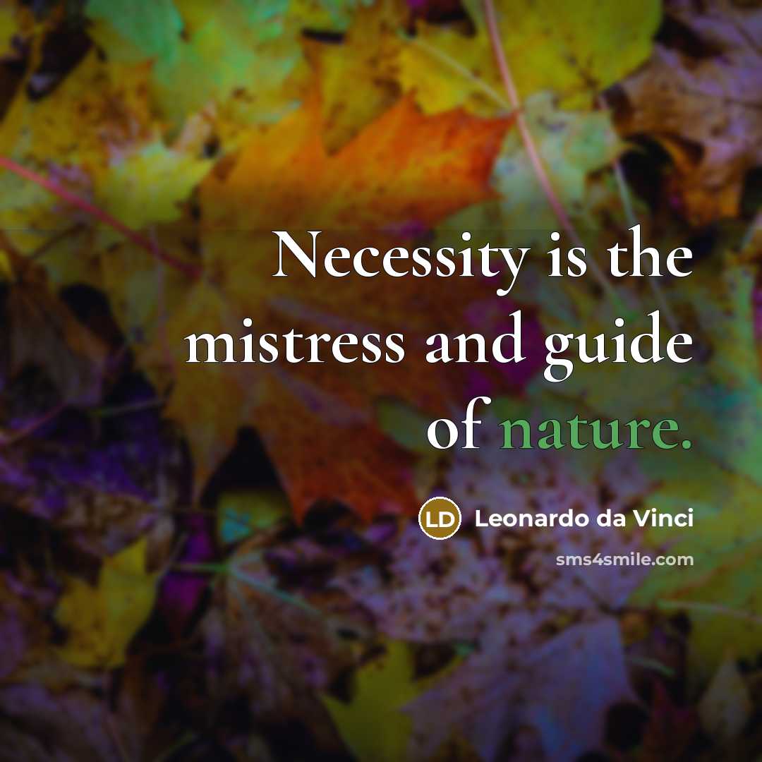 “Necessity is the mistress and guide of nature.…” quote by Leonardo da Vinci