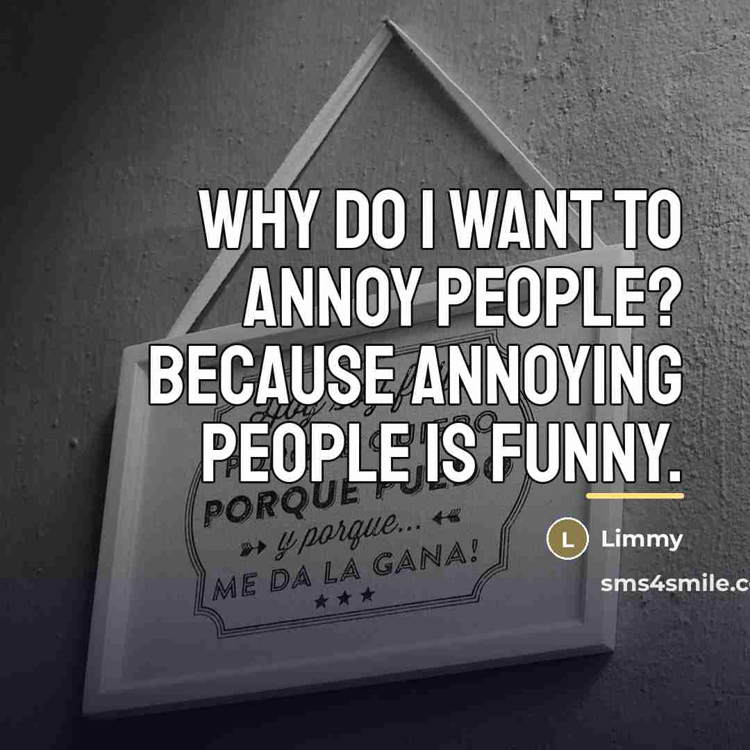 “Why do I want to annoy people? Because annoying people…” quote by Limmy