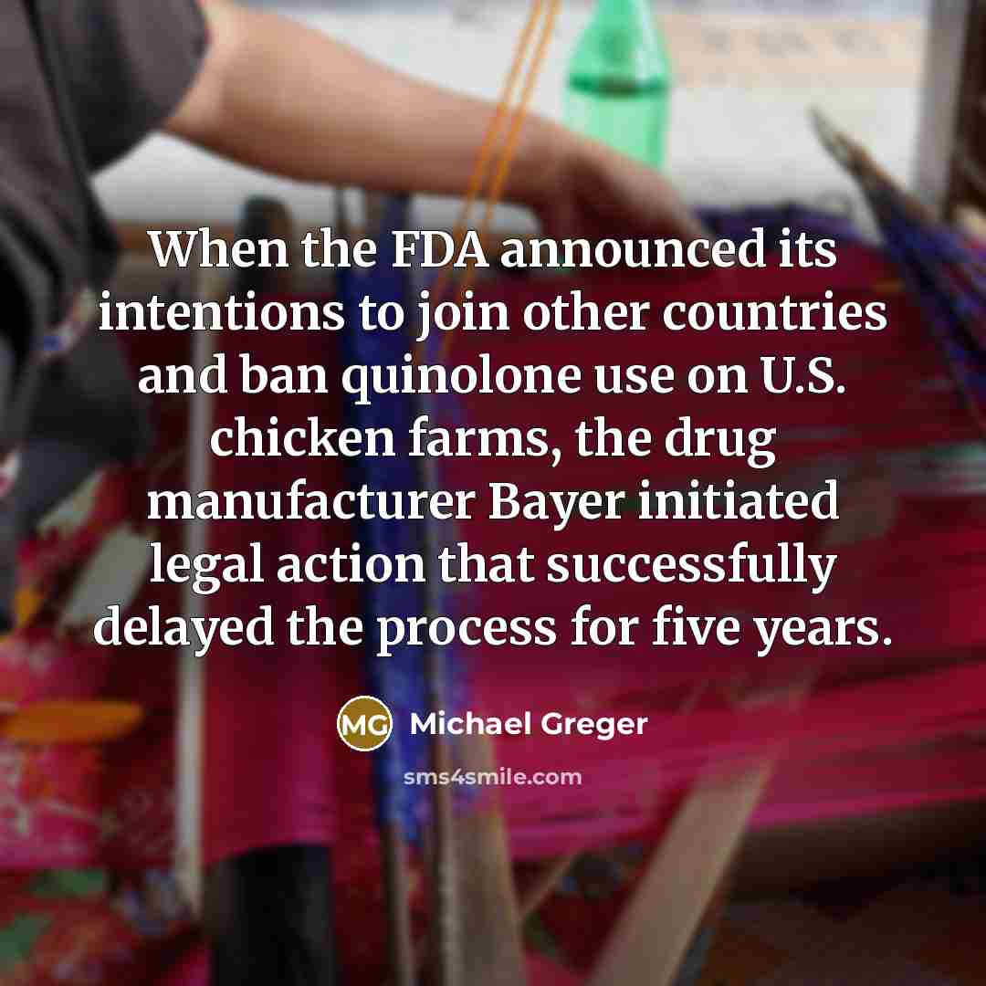 “When the FDA announced its intentions to join other countries…” quote by Michael Greger