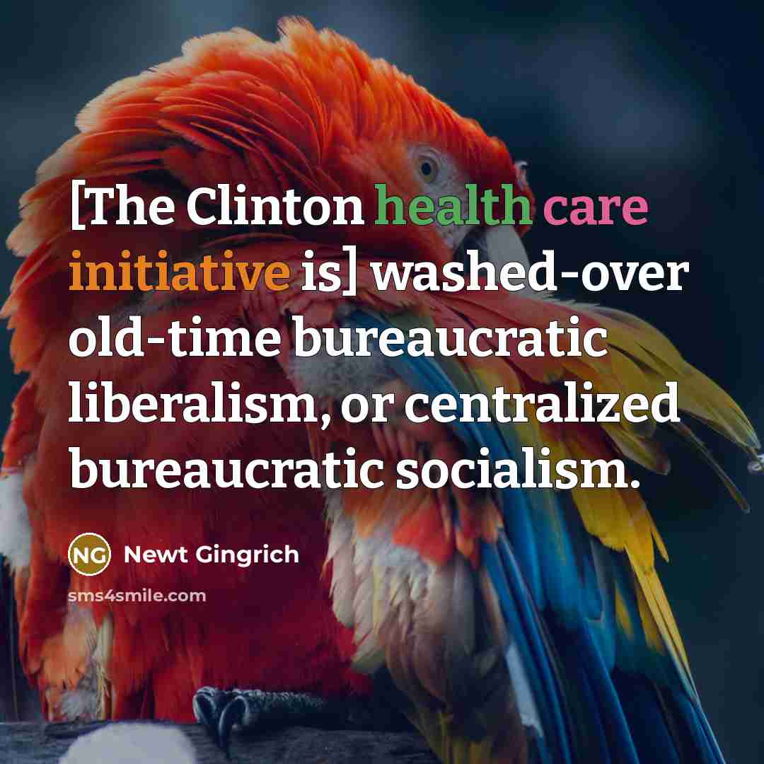 “[The Clinton health care initiative is] washed-over old-time bureaucratic liberalism, or centralized bureaucratic socialism.” quote by Newt Gingrich