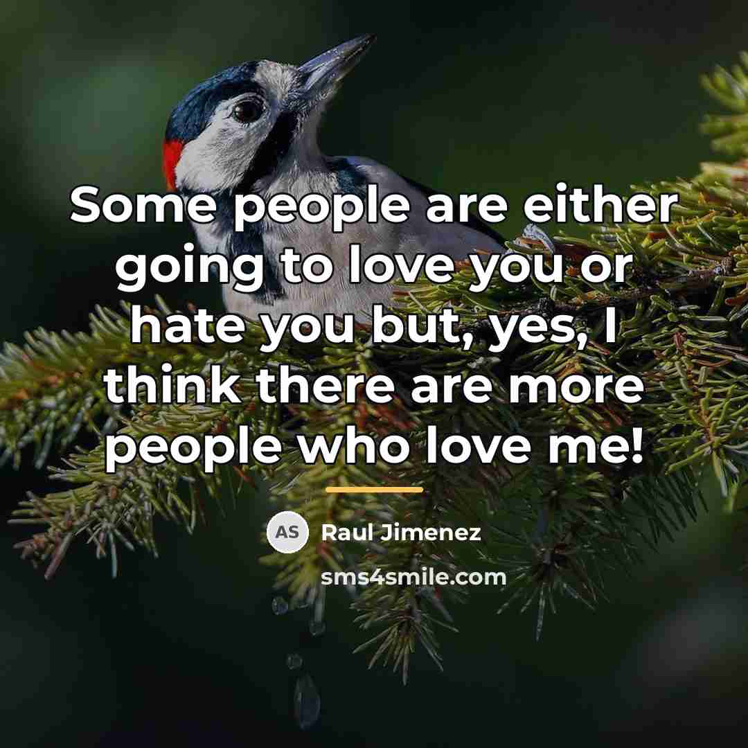 “Some people are either going to love you or hate…” quote by Raul Jimenez