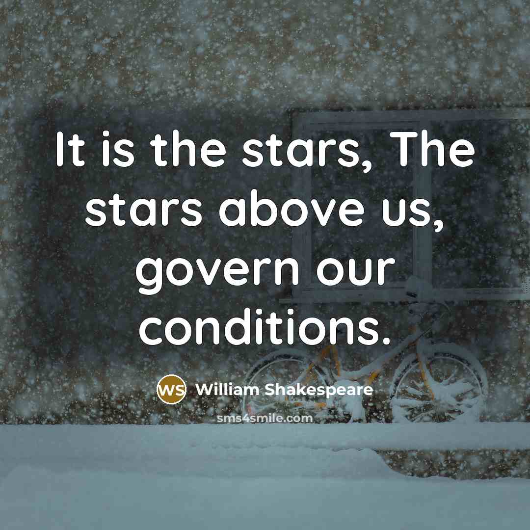 “It is the stars, The stars above us, govern our…” quote by William Shakespeare
