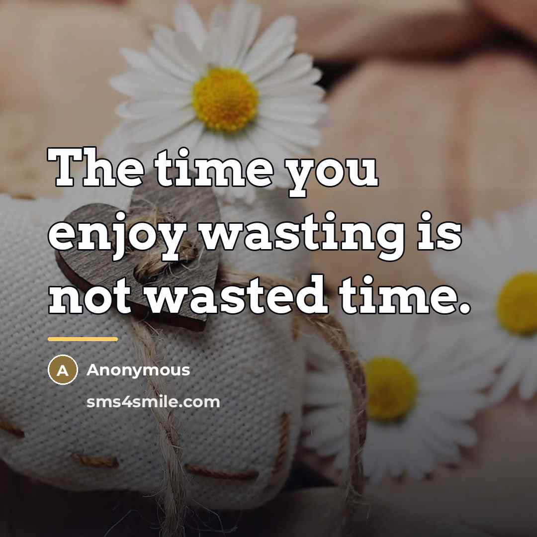 “The time you enjoy wasting is not wasted time.…” quote by Anonymous