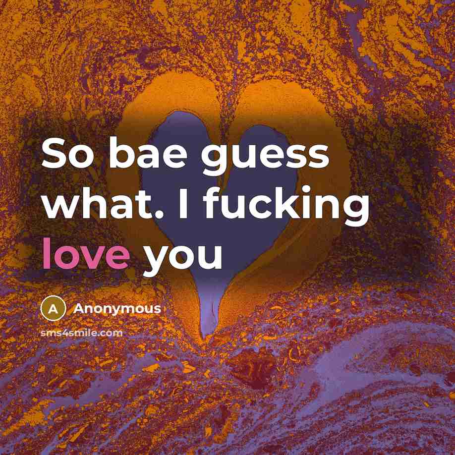 “So bae guess what. I fucking love you” quote by Anonymous