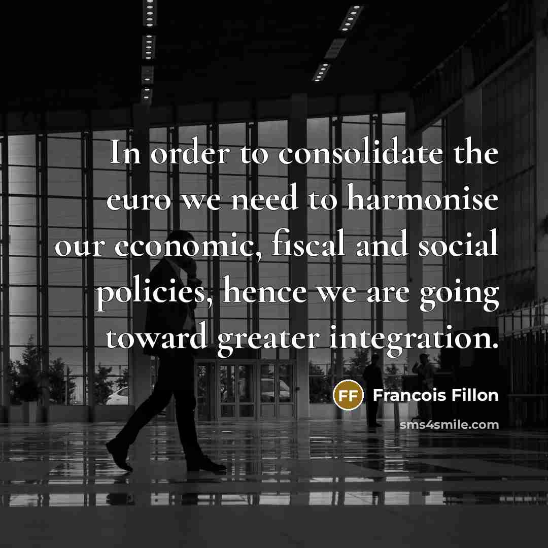 “In order to consolidate the euro we need to harmonise…” quote by Francois Fillon
