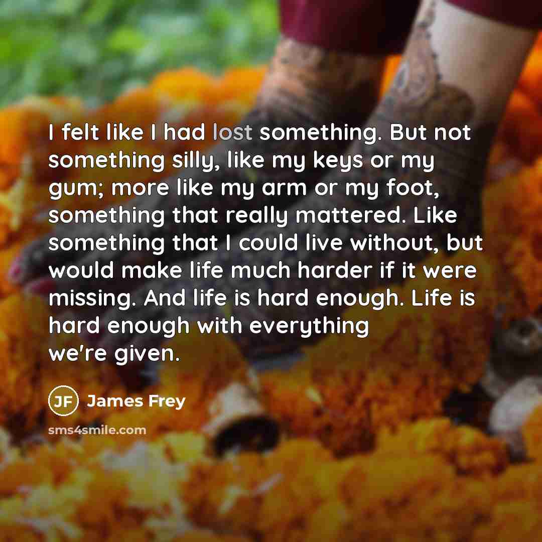 “I felt like I had lost something. But not something…” quote by James Frey