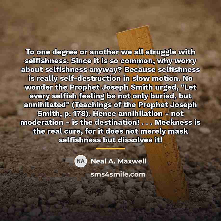 “To one degree or another we all struggle with selfishness.…” quote by Neal A. Maxwell