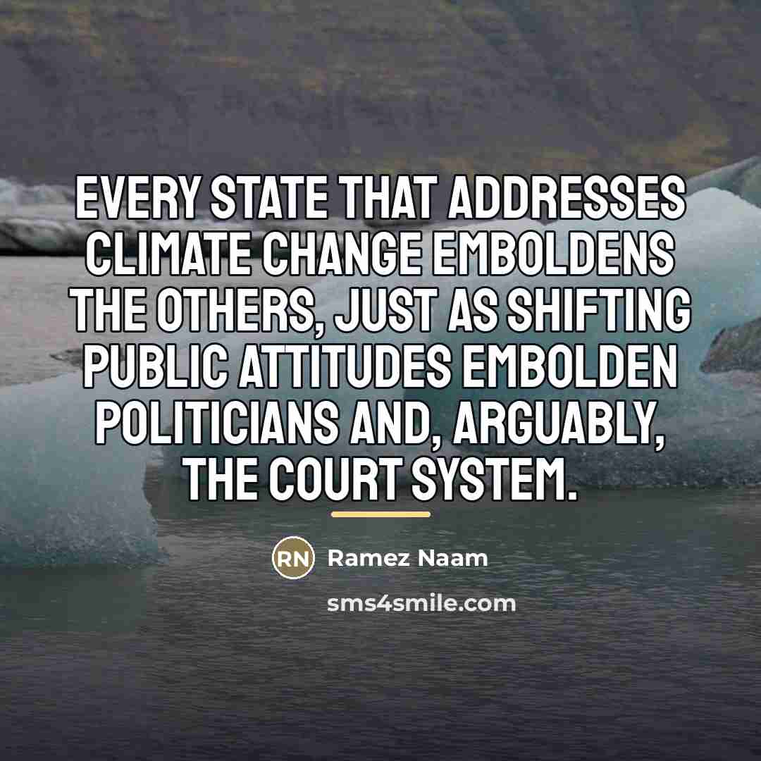 “Every state that addresses climate change emboldens the others, just…” quote by Ramez Naam