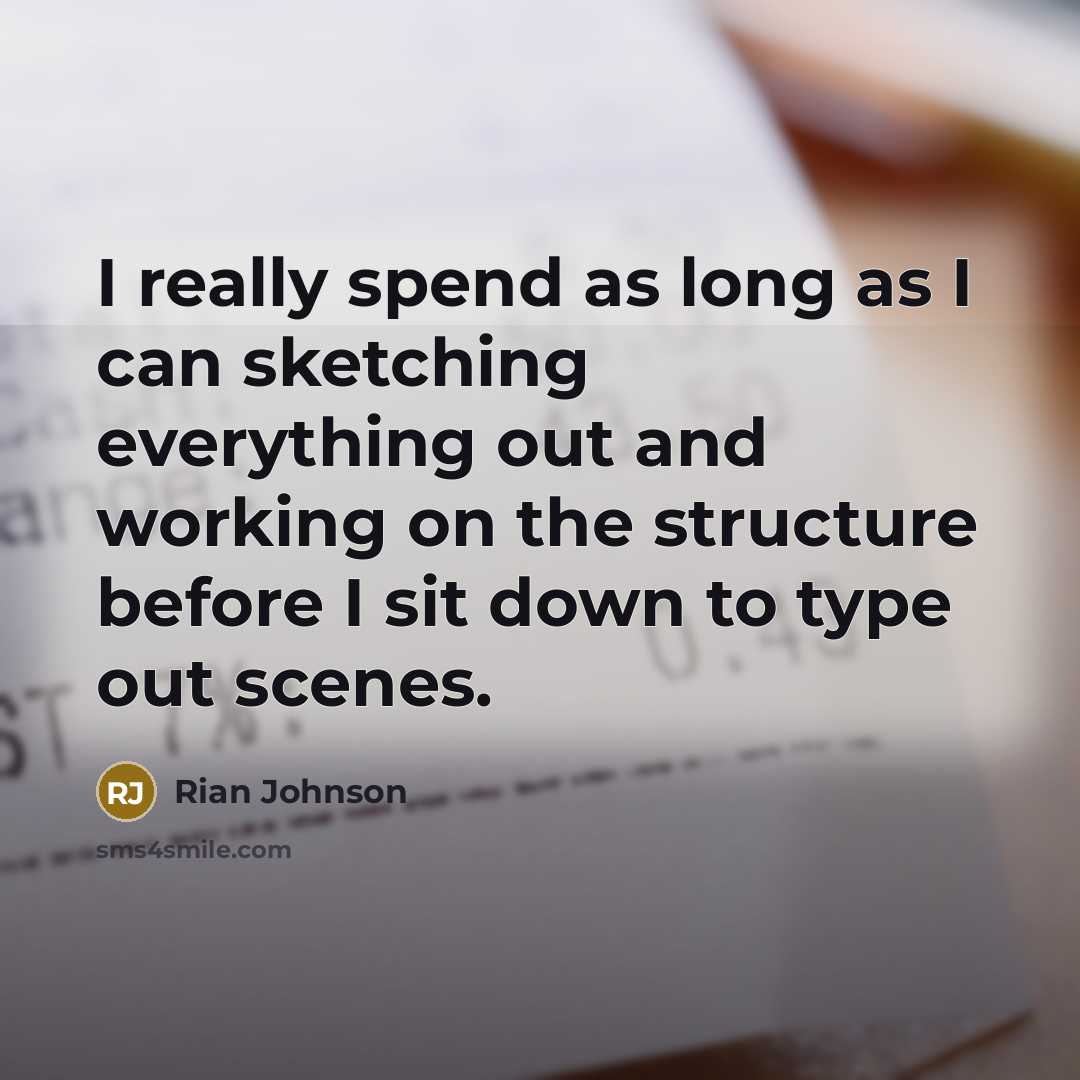 “I really spend as long as I can sketching everything…” quote by Rian Johnson