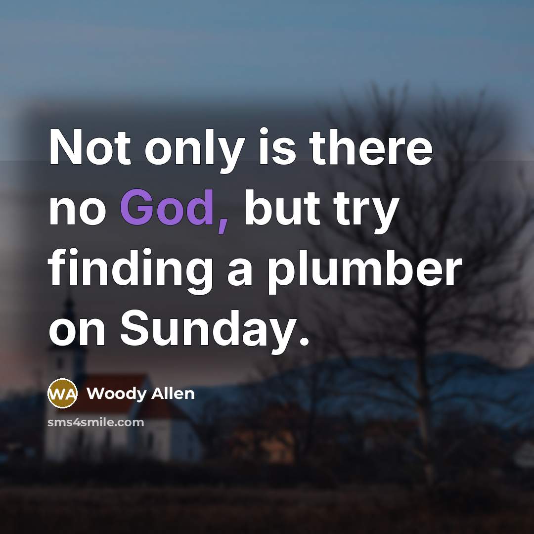 “Not only is there no God, but try finding a…” quote by Woody Allen