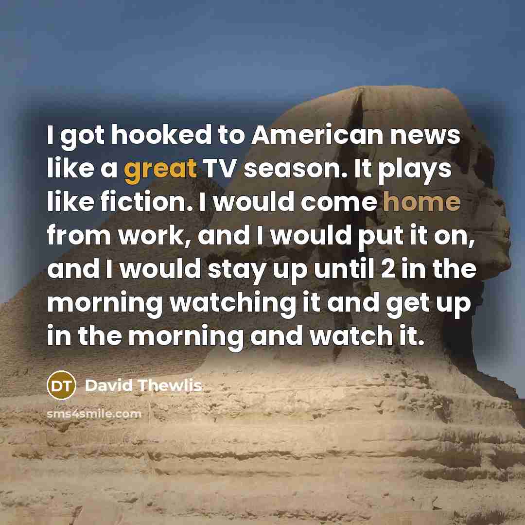 “I got hooked to American news like a great TV…” quote by David Thewlis