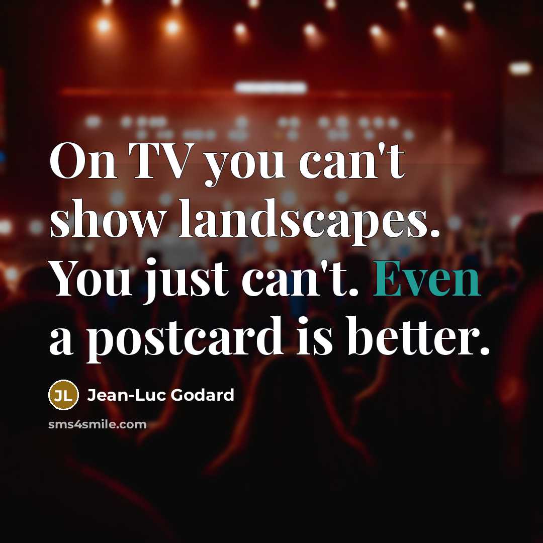 “On TV you can't show landscapes. You just can't. Even…” quote by Jean-Luc Godard