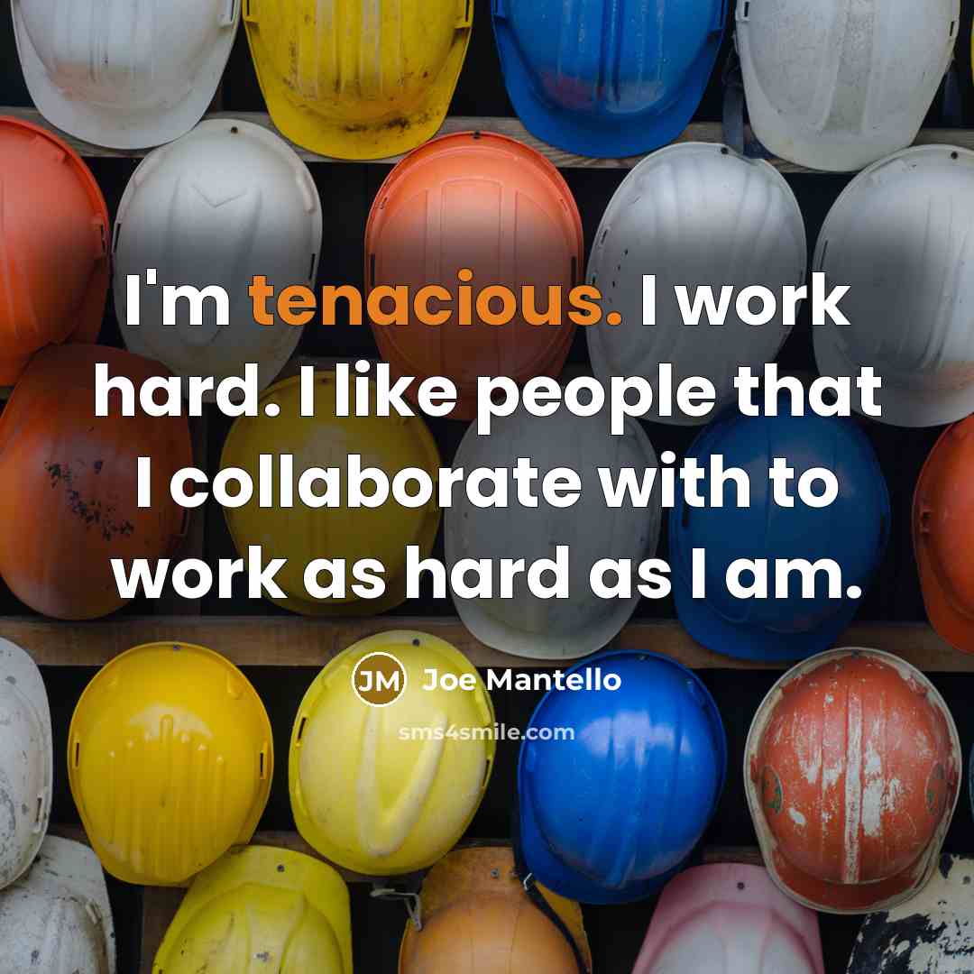 “I'm tenacious. I work hard. I like people that I…” quote by Joe Mantello