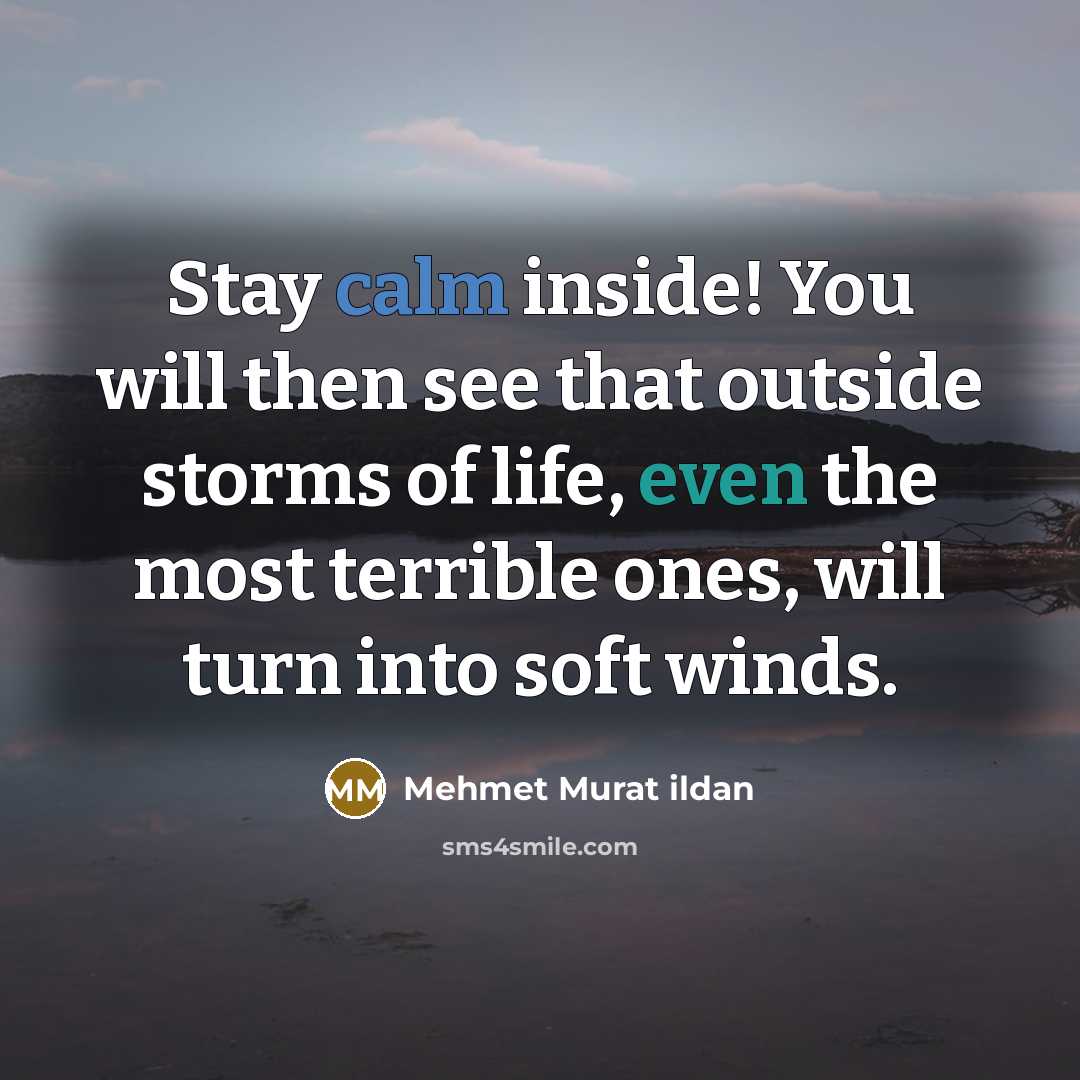 “Stay calm inside! You will then see that outside storms…” quote by Mehmet Murat Ildan