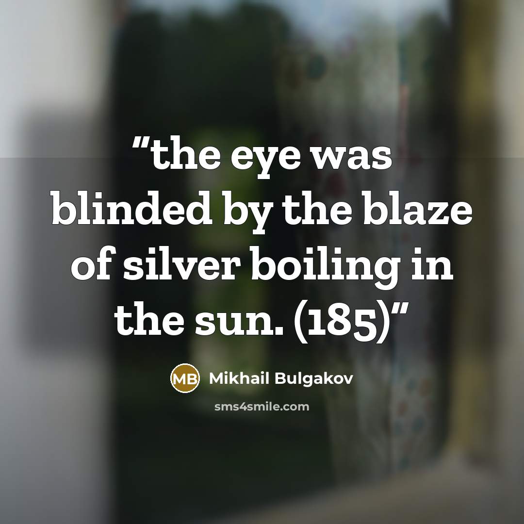 “the eye was blinded by the blaze of silver boiling in the sun. (185)” quote by Mikhail Bulgakov