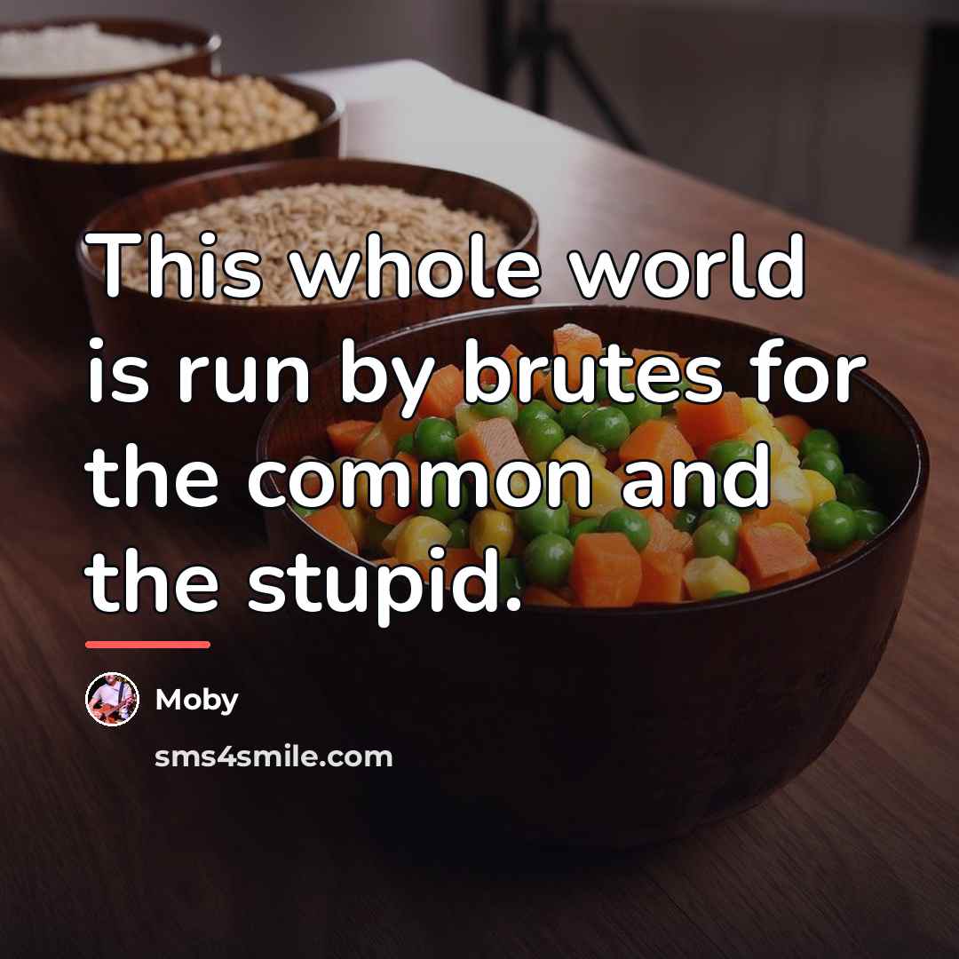 “This whole world is run by brutes for the common…” quote by Moby