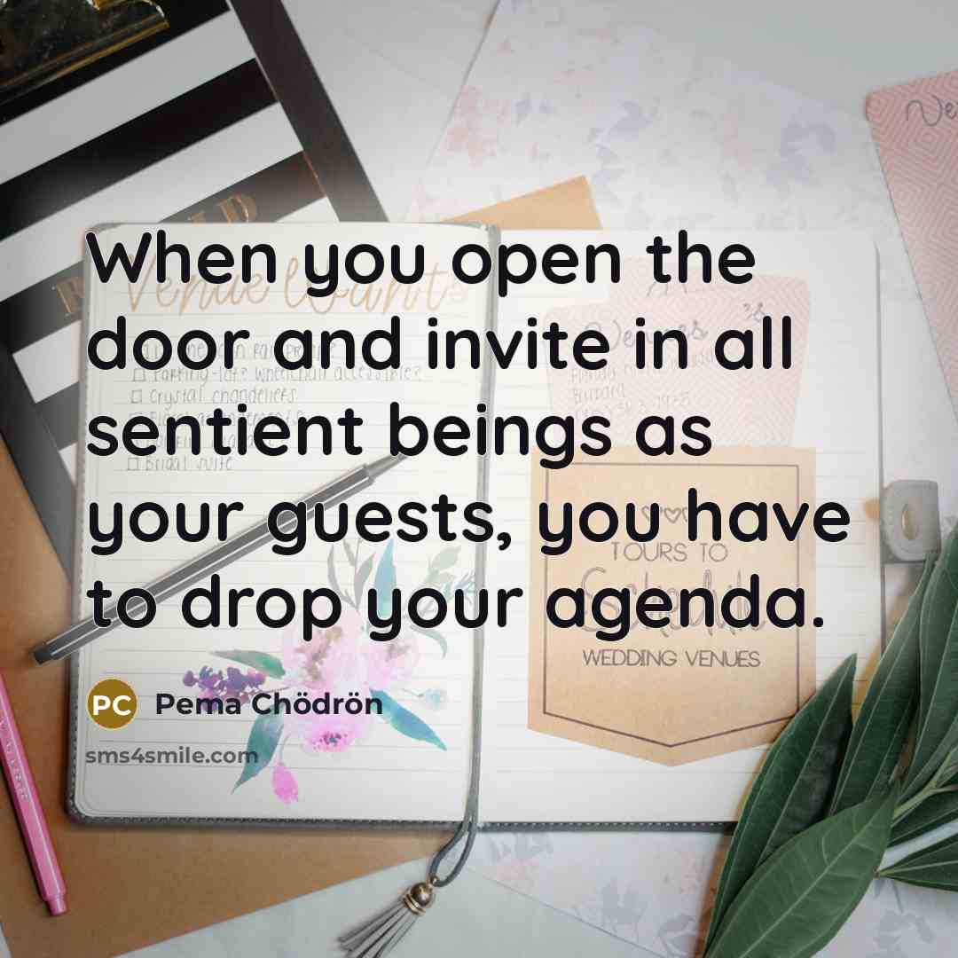 “When you open the door and invite in all sentient…” quote by Pema Chodron