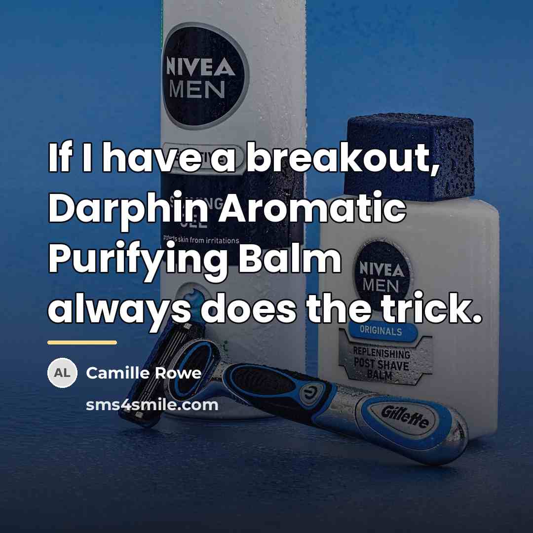 “If I have a breakout, Darphin Aromatic Purifying Balm always…” quote by Camille Rowe