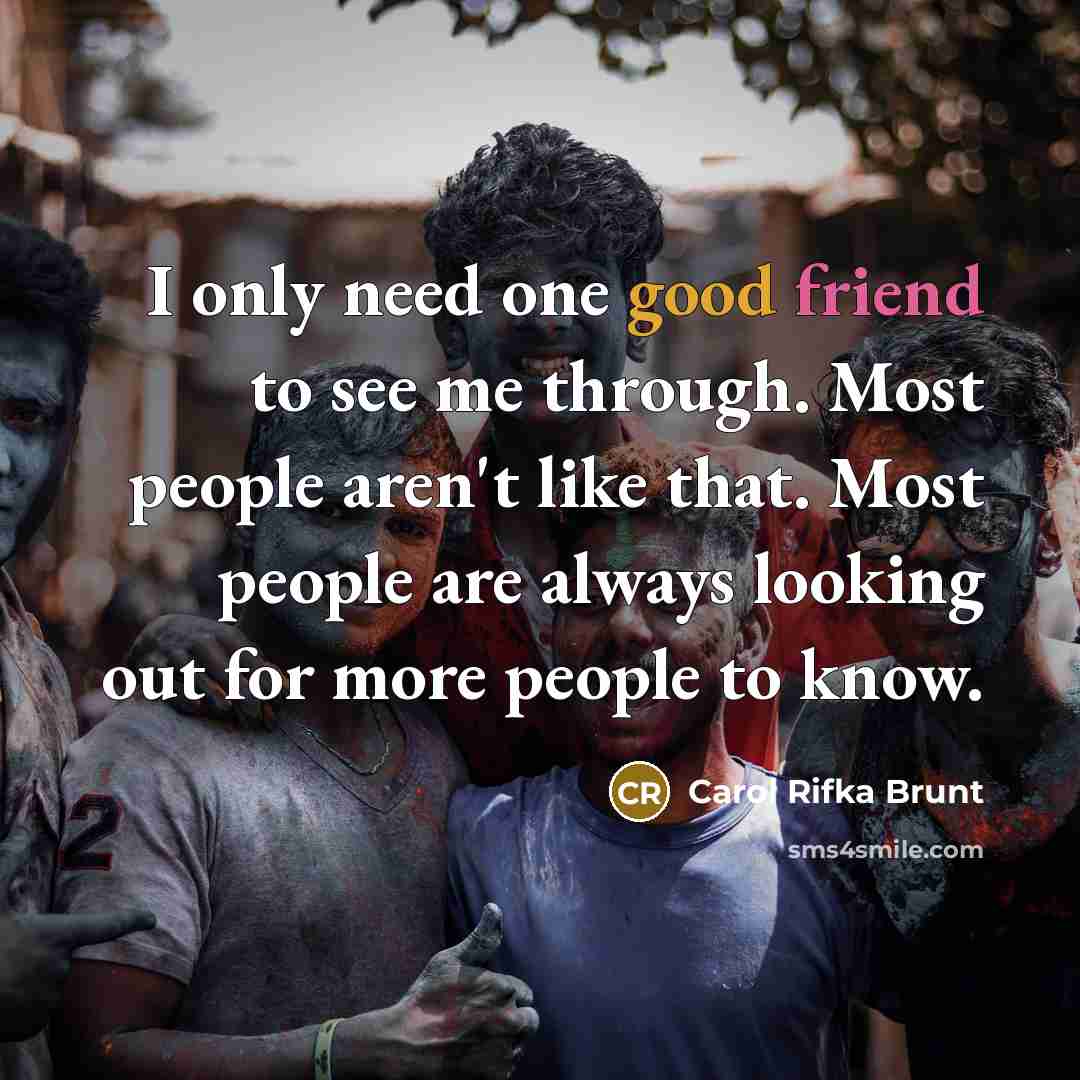 “I only need one good friend to see me through.…” quote by Carol Rifka Brunt