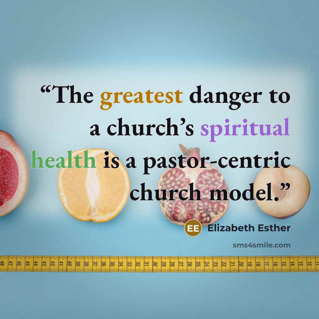 “The greatest danger to a church’s spiritual health is a pastor-centric church model.” quote by Elizabeth Esther