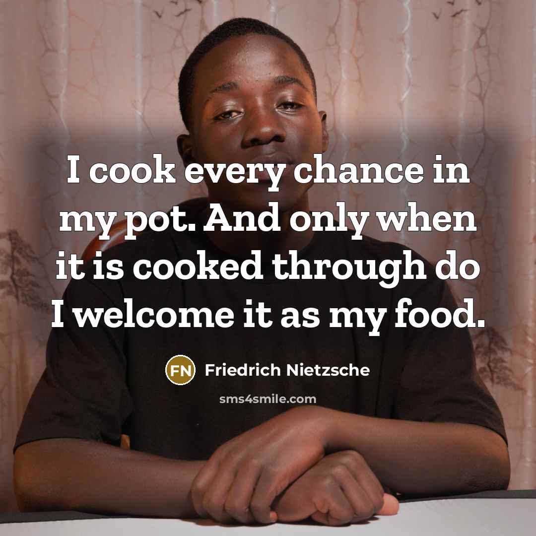 “I cook every chance in my pot. And only when…” quote by Friedrich Nietzsche