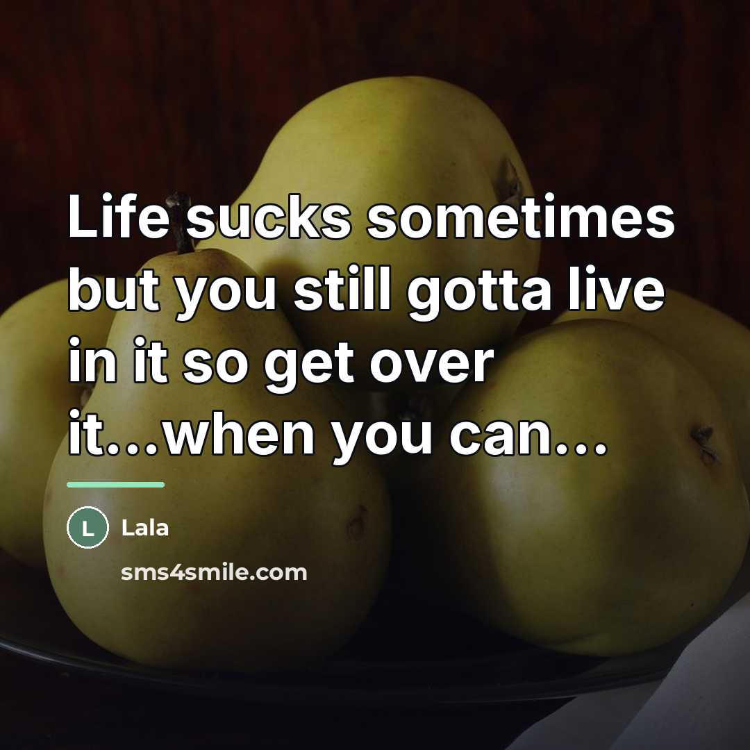 “Life sucks sometimes but you still gotta live in it…” quote by LALA