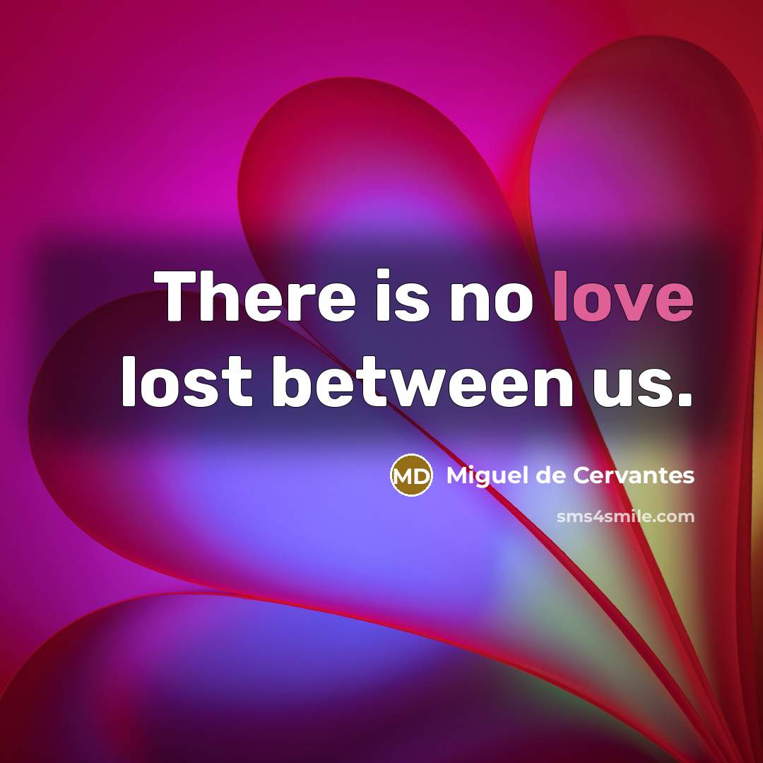 “There is no love lost between us.…” quote by Miguel de Cervantes