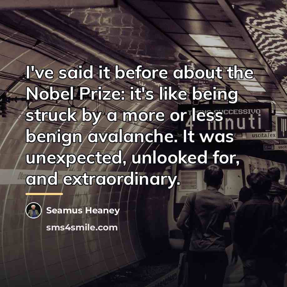 “I've said it before about the Nobel Prize: it's like…” quote by Seamus Heaney