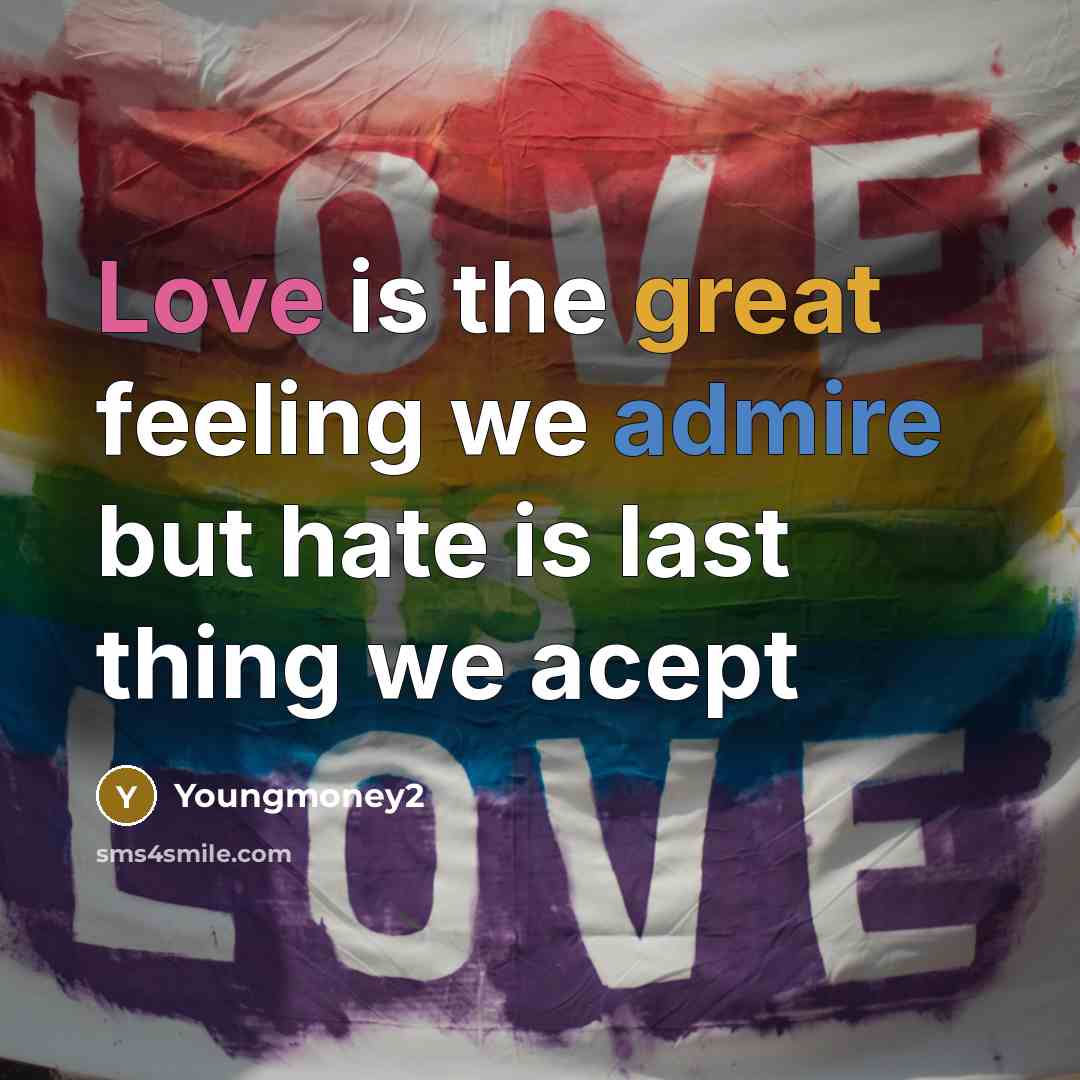 “Love is the great feeling we admire but hate is…” quote by Youngmoney2