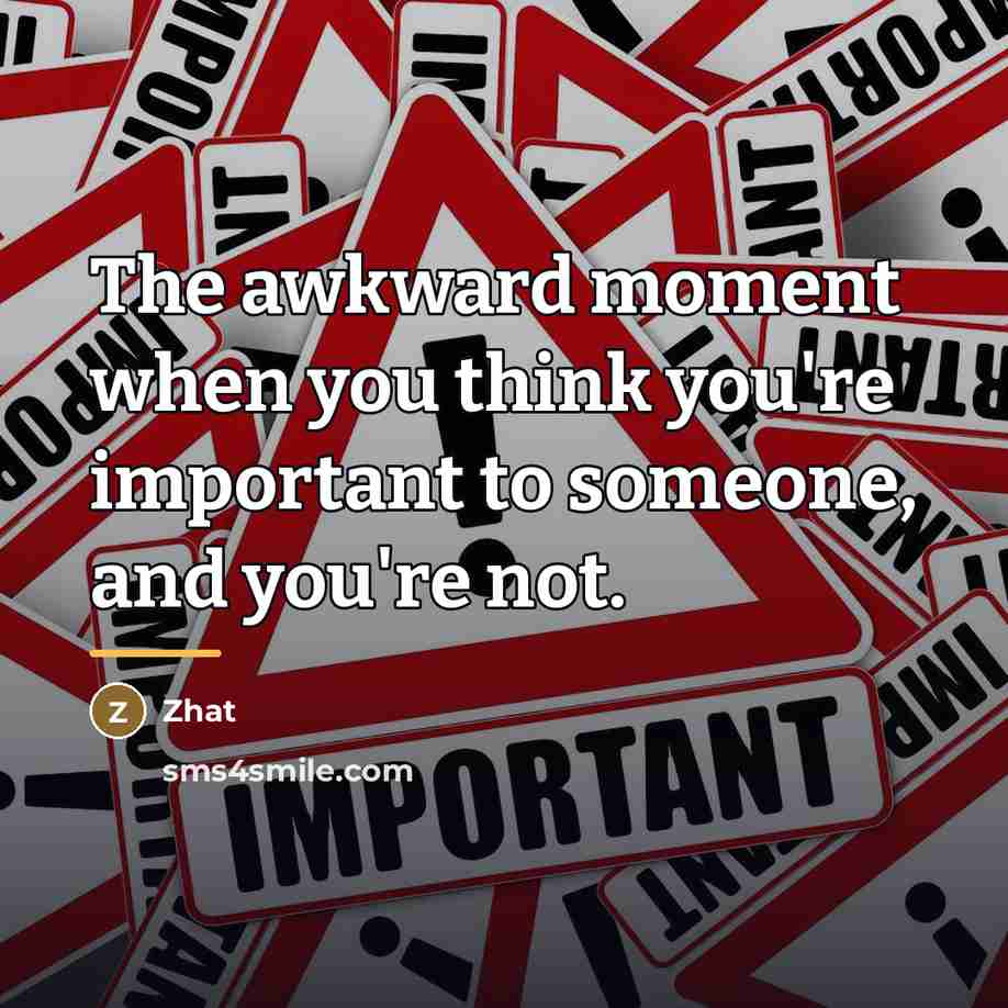 “The awkward moment when you think you're important to someone,…” quote by Zhat