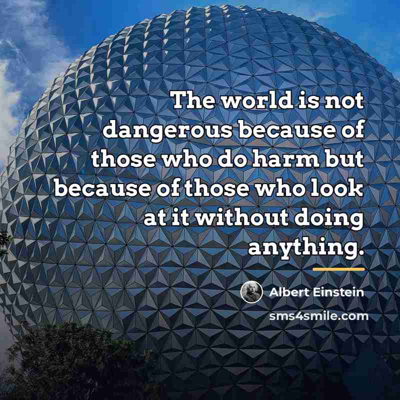 “The world is not dangerous because of those who do…” quote by Albert Einstein
