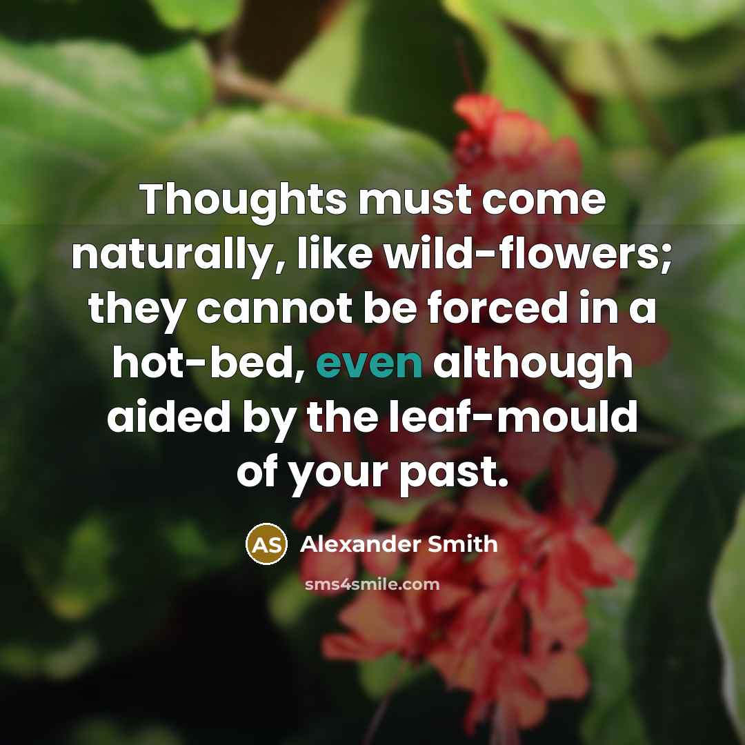 “Thoughts must come naturally, like wild-flowers; they cannot be forced…” quote by Alexander Smith