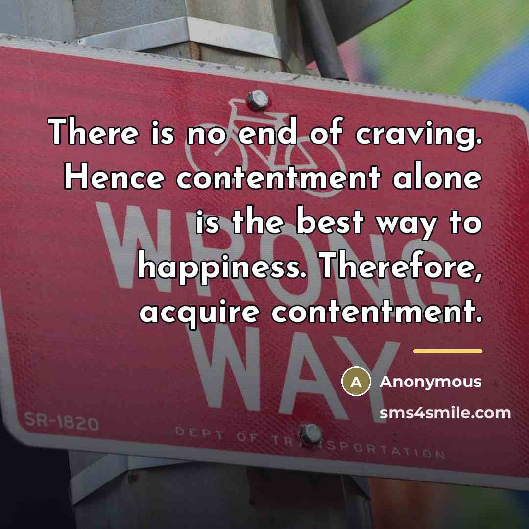 “There is no end of craving. Hence contentment alone is…” quote by Anonymous