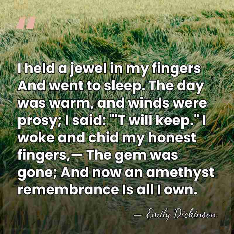 I held a jewel in my fingers And went to sleep. The&hellip; - Emily Dickinson