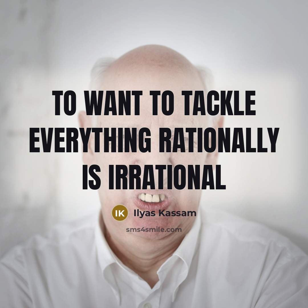 “To want to tackle everything rationally is irrational…” quote by Ilyas Kassam