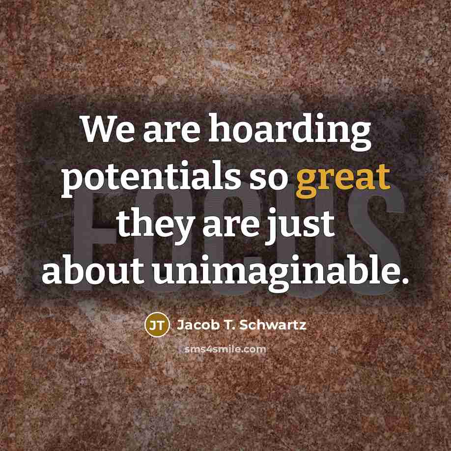 “We are hoarding potentials so great they are just about…” quote by Jacob T. Schwartz